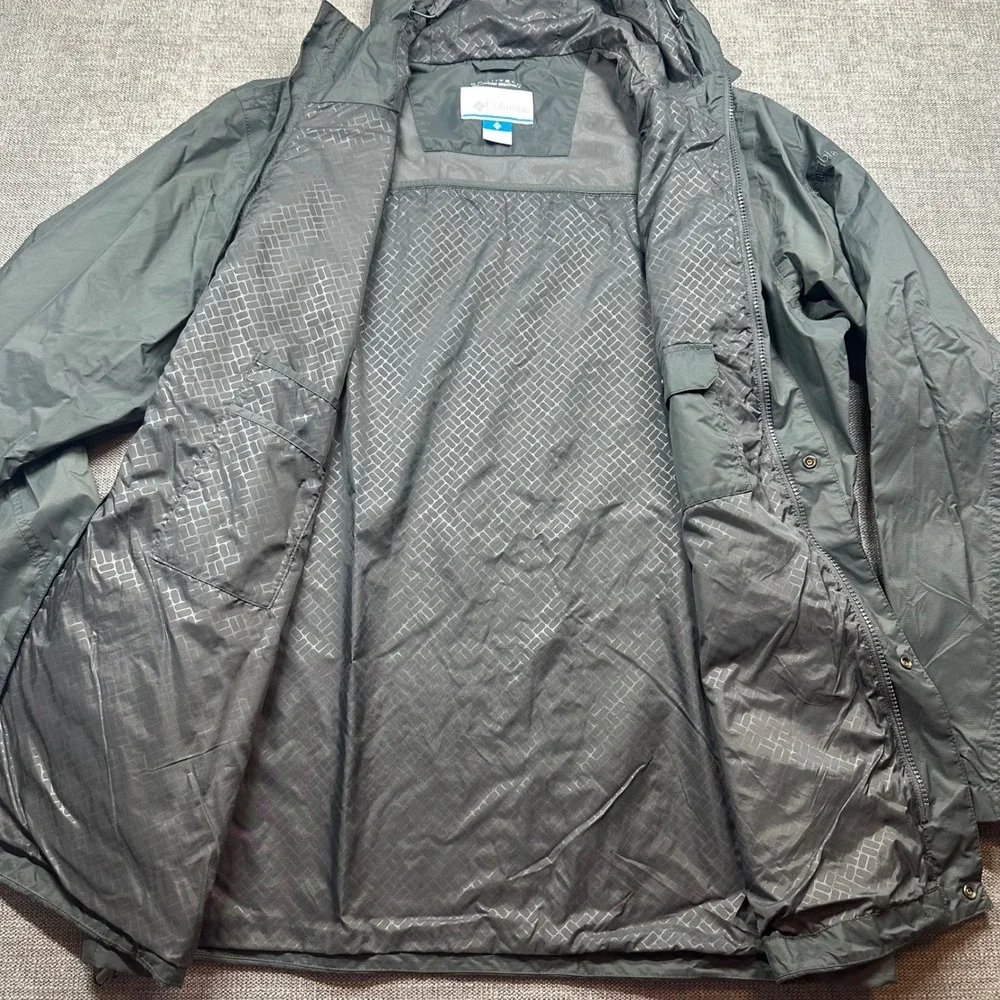 Columbia Rain Jacket Mens L Gray  Hooded Ripstop Parka Windbreaker
